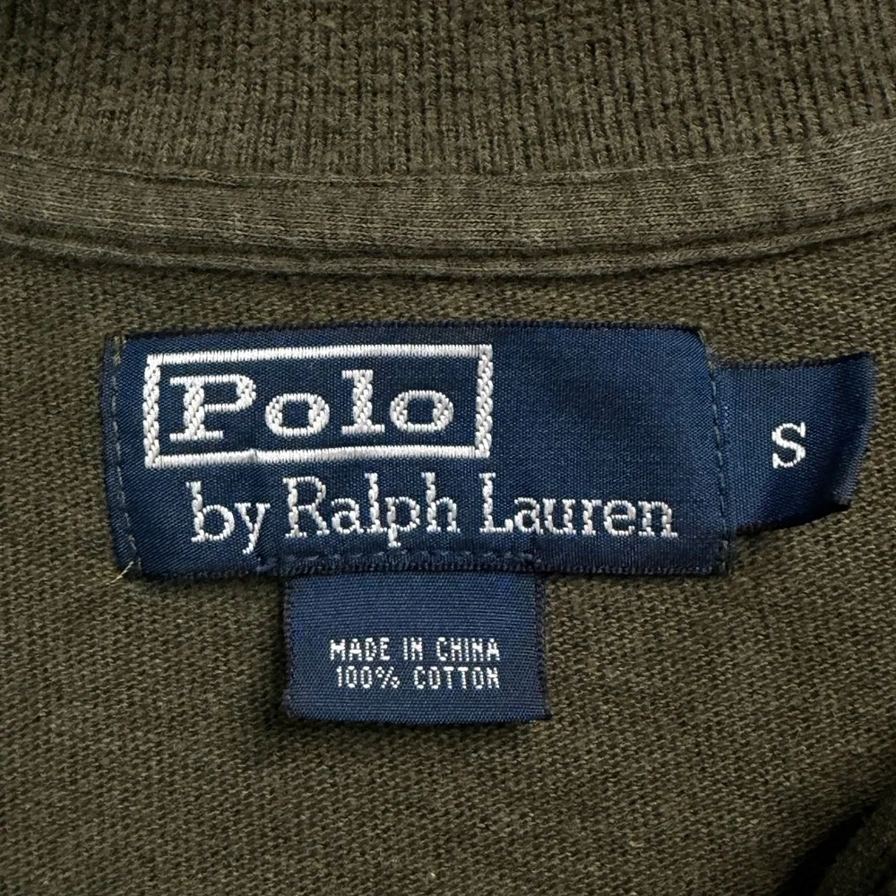 Polo Ralph Lauren Mens Small Olive Green Quarter Zip Pullover Elbow Patches